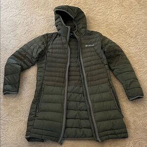 Columbia Women's Dark Green Hooded Puffer Jacket